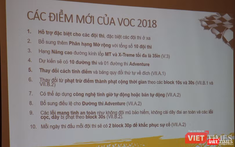 Một số điểm mới của giải thi đấu xe ô tô địa hình Việt Nam 2018 (VOC 2018).