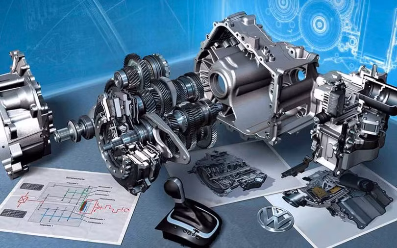 Cấu tạo của hộp số ly hợp kép DSG của Volkswagen. Cấu tạo của hộp số ly hợp kép DSG của Volkswagen.