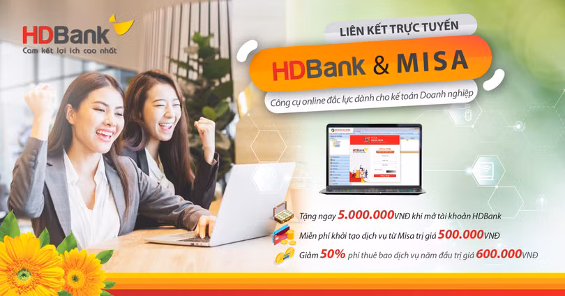 Liên kết trực tuyến HDBank và MISA