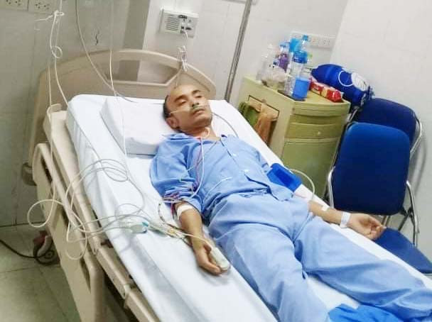 Anh Thành trong quá trình điều trị tại bệnh viện. (Ảnh: Gia đình bệnh nhân cung cấp)