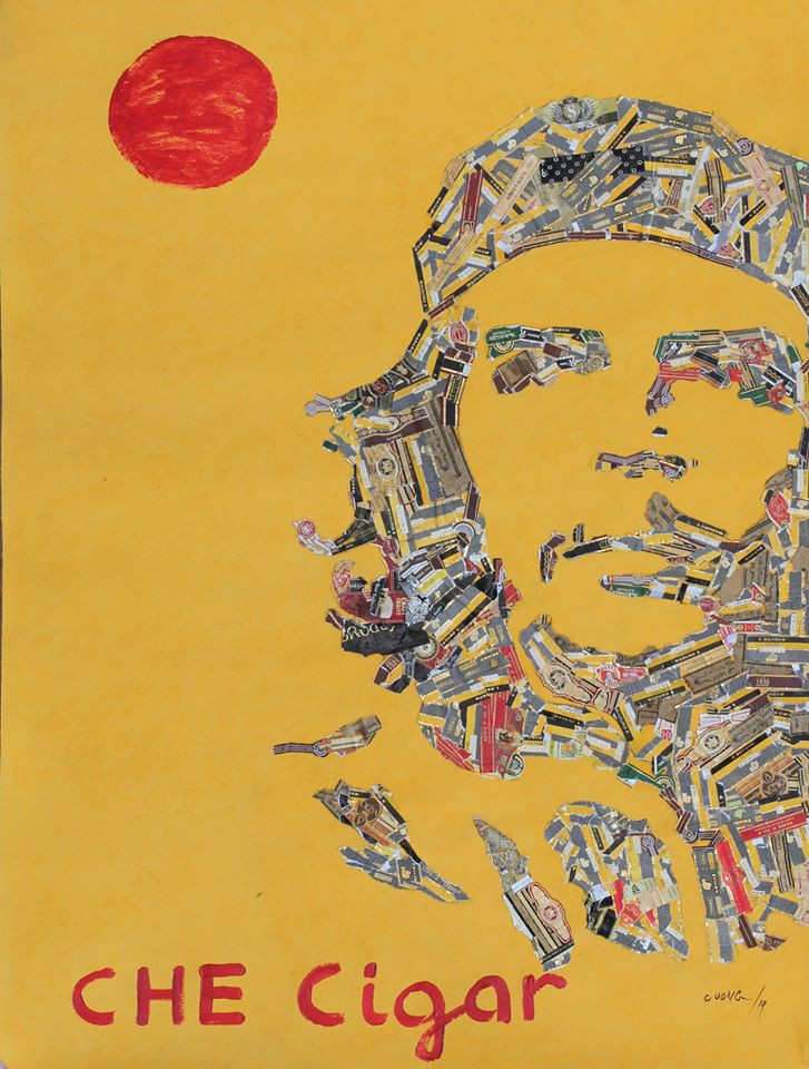 Hình Chevara trên tem xì gà của họa sĩ Lê Thiết Cương và Nguyễn Minh Hiếu