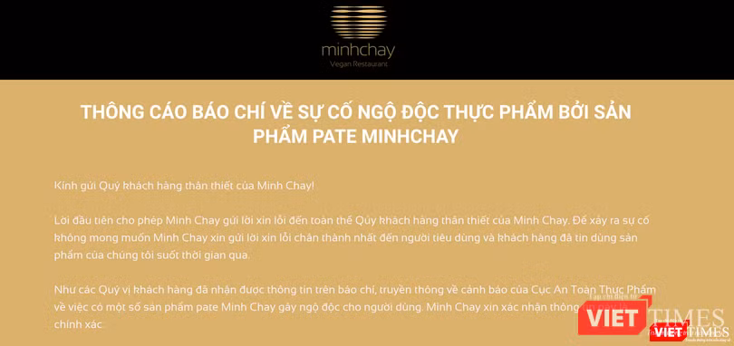 Thông báo của đại diện Minh Chay (Ảnh: Minh Thúy)