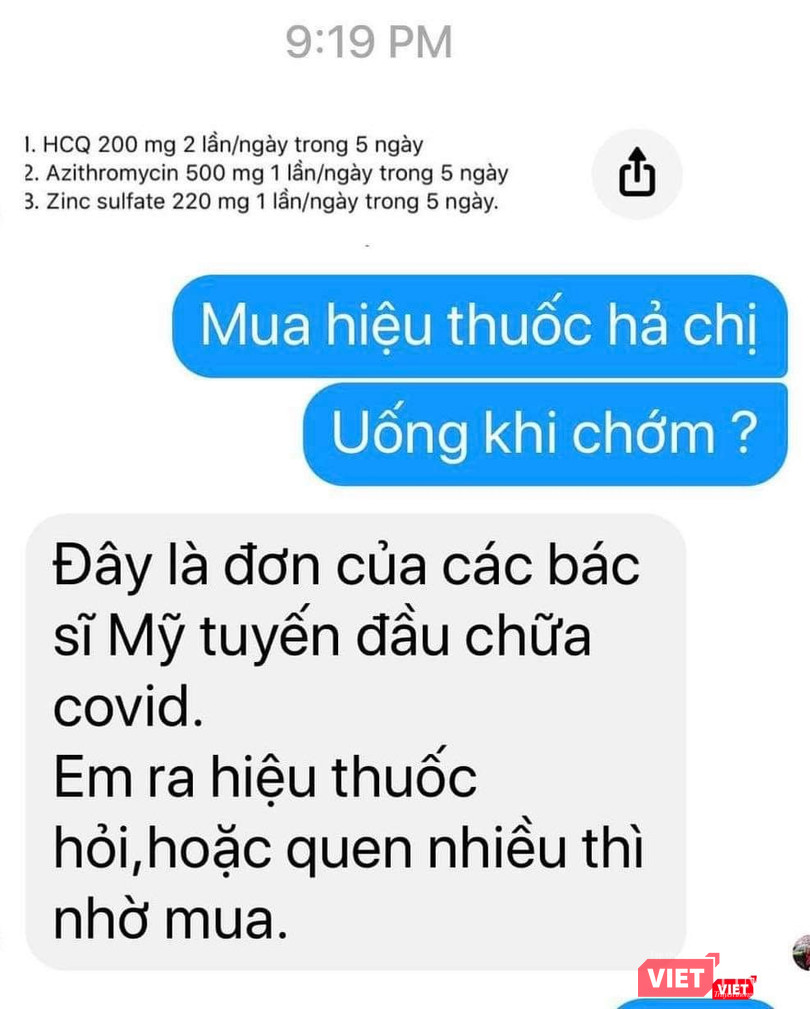 Đơn thuốc trị COVID-19 lan truyền trên mạng (Ảnh: MT)