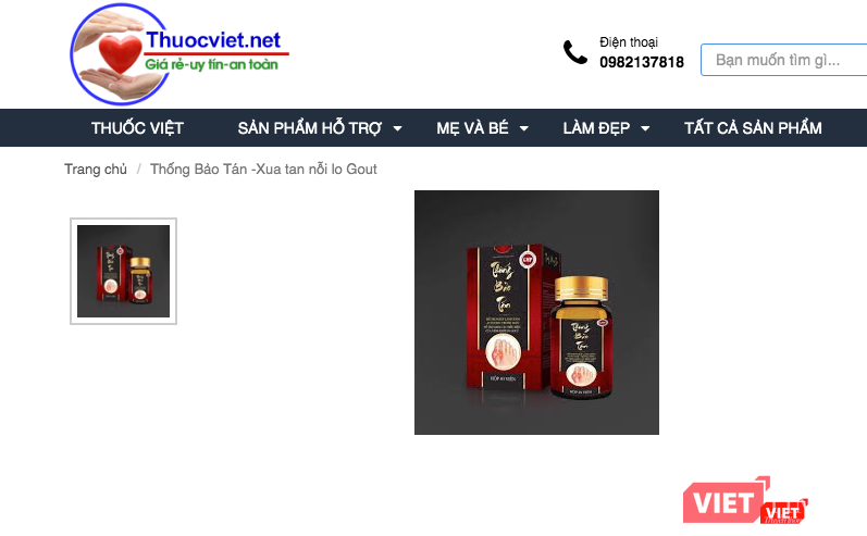 Sản phẩm thực phẩm bảo vệ sức khỏe Thống Bảo Tán được quảng cáo trên trang https://thuocviet.net Sản phẩm thực phẩm bảo vệ sức khỏe Thống Bảo Tán được quảng cáo trên trang https://thuocviet.net