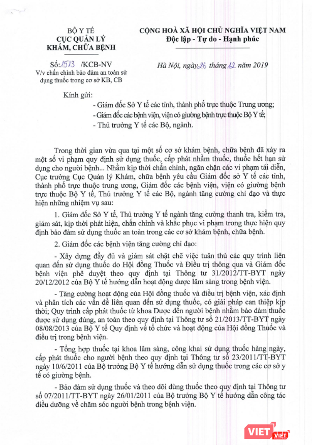 Văn bản của Cục Quản lý Khám, chữa bệnh (Bộ Y tế)