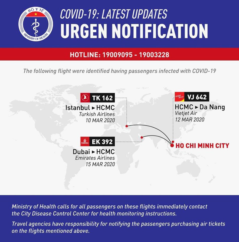 Thông báo khẩn của Bộ Y tế bằng tiếng Anh. Ảnh: Vũ Mạnh Cường