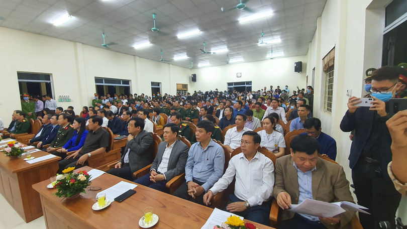 Toàn cảnh cuộc họp công bố chấm dứt thời gian cách ly xã Sơn Lôi. Ảnh: Tuấn Dũng - BYT