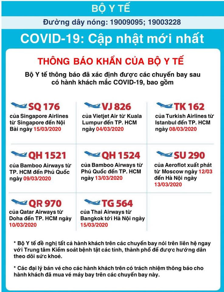 Thông báo của Bộ Y tế bằng tiếng Việt. Ảnh: Vũ Mạnh Cường