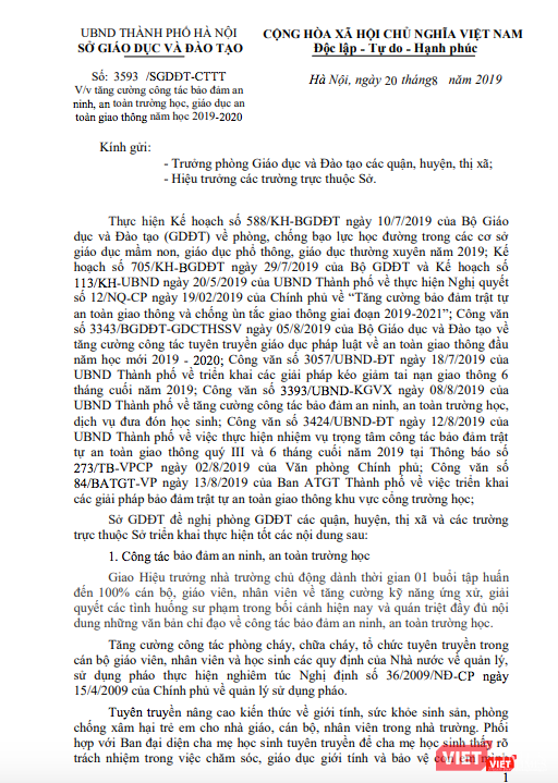 Công văn của Sở GD&ĐT TP. Hà Nội Công văn của Sở GD&ĐT TP. Hà Nội