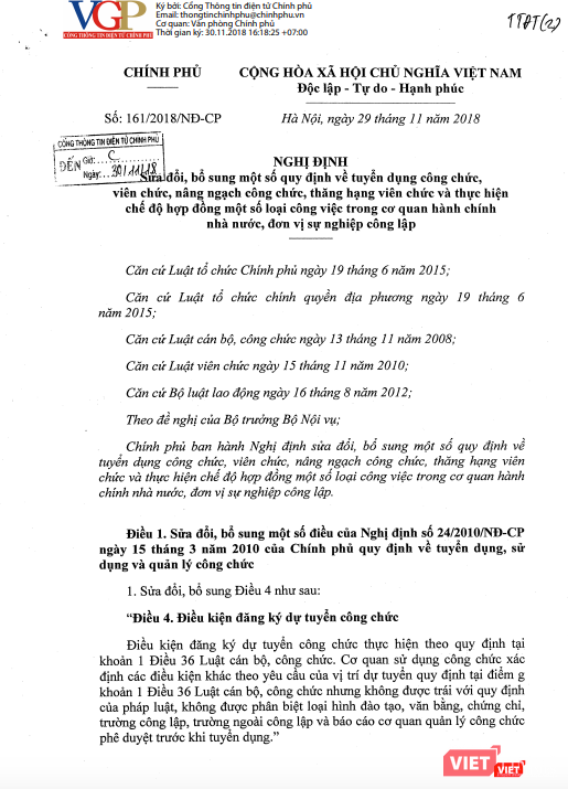 Nghị định 161/NĐ-CP của Chính phủ