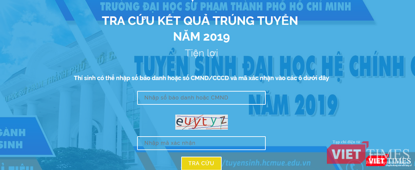 Tra cứu kết quả trúng tuyển trên website của trường