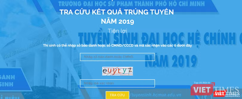 Tra cứu kết quả trúng tuyển trên website của trường