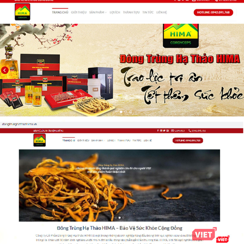 Website quảng cáo của Công ty cổ phần Đông Trùng Hạ Thảo vi phạm về nội dung
