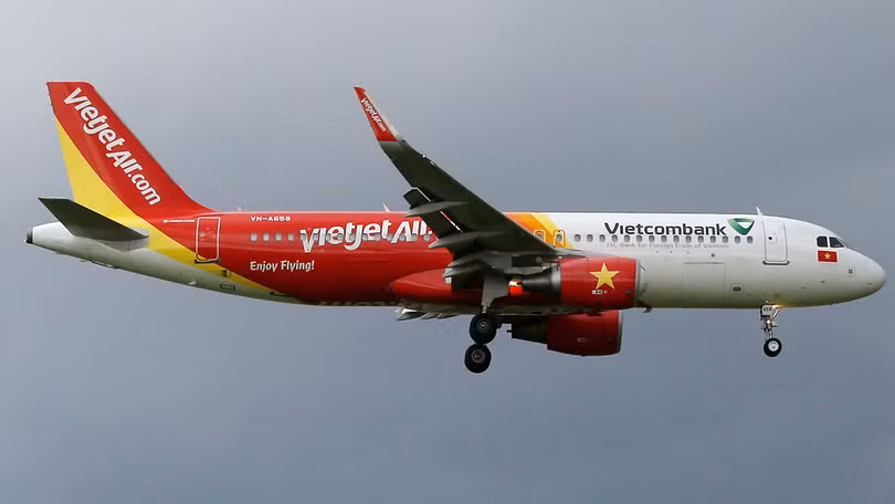 Máy bay của Vietjet tại cảng hàng không Tân Sơn Nhất.