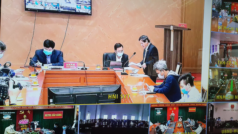 Điểm cầu trực tuyến tại Sở Y tế TP. Hà Nội. Ảnh: Tuấn Dũng