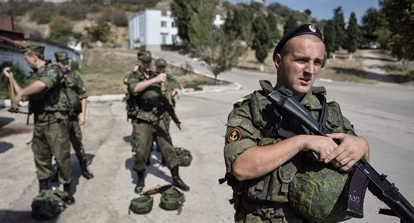 Bộ binh Hải quân Biển Đen Nga tại eo biển Kerch. Bộ binh Hải quân Biển Đen Nga tại eo biển Kerch.