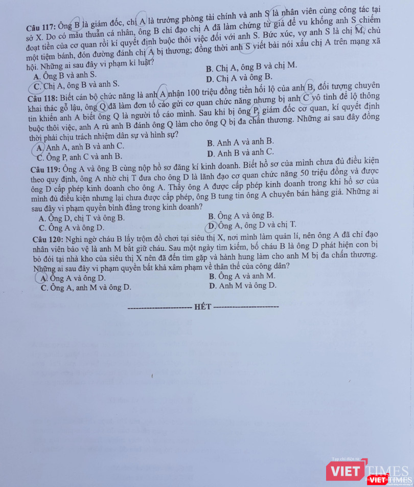Đề thi chính thức môn Giáo dục công dân của kỳ thi THPT quốc gia 2019 Đề thi chính thức môn Giáo dục công dân của kỳ thi THPT quốc gia 2019