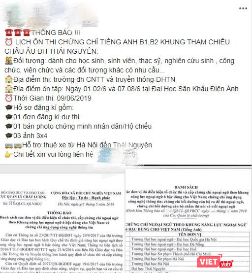 Những quảng cáo rầm rộ về việc thi chứng chỉ năng lực ngoại ngữ