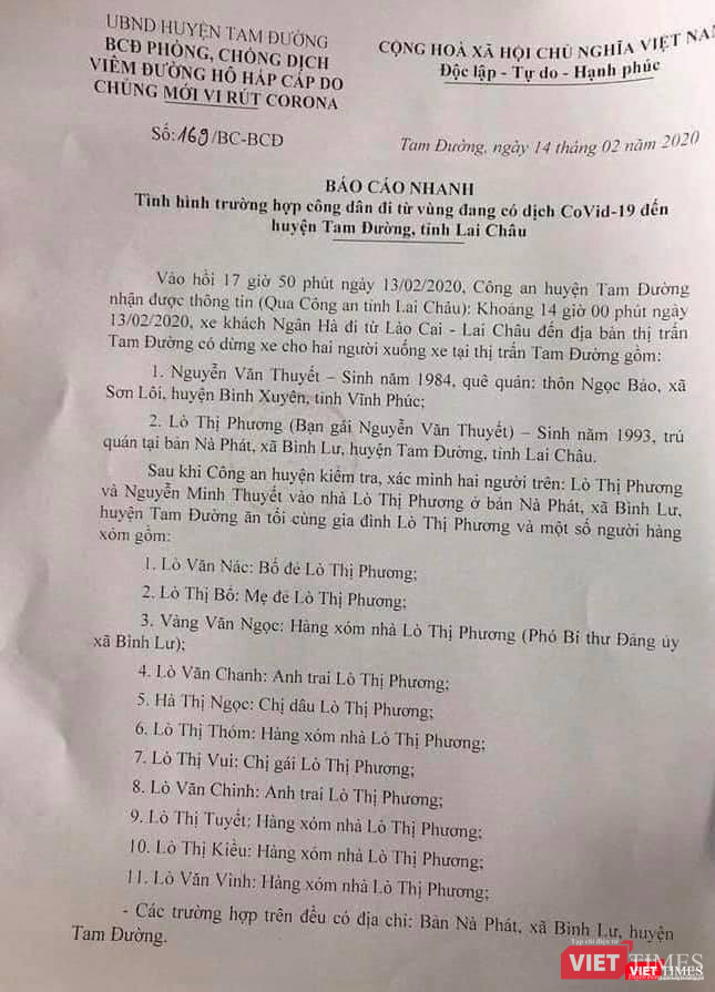 Báo cáo nhanh của UBND huyện Tam Đường, Lai Châu. Ảnh: Đình Anh