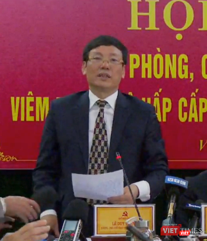 Ông Lê Duy Thành - Phó chủ tịch thường trực UBND tỉnh Vĩnh Phúc, Phó trưởng Ban Chỉ đạo phòng dịch Covid-19. Ảnh: Minh Thúy