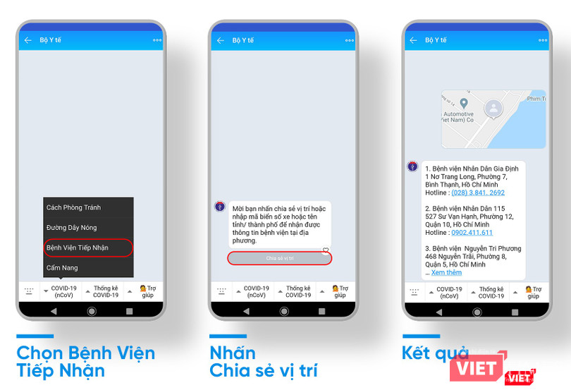 Hướng dẫn sử dụng CHATBOT của Bộ Y tế. Ảnh: Vũ Mạnh Cường