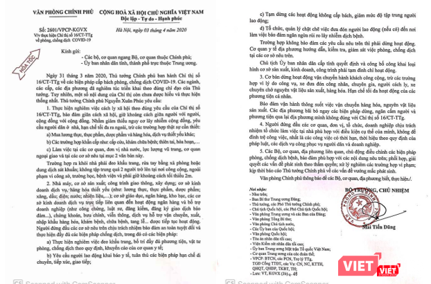 Các văn bản của Văn phòng Chính phủ đều có nội dung nhất quán về việc Thủ tướng yêu cầu người dân ở nhà, chỉ ra đường khi thật sự cần thiết. Các văn bản của Văn phòng Chính phủ đều có nội dung nhất quán về việc Thủ tướng yêu cầu người dân ở nhà, chỉ ra đường khi thật sự cần thiết.