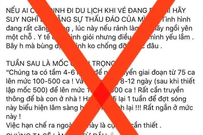 Nội dung thông tin giả mạo phát ngôn của Phó Thủ tướng Vũ Đức Đam về tình hình dịch COVID-19 (Ảnh: Bộ Y tế)