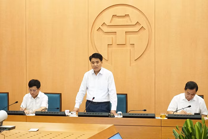Ông Nguyễn Đức Chung phát biểu tại cuộc họp hôm nay. Ảnh: Hanoi.gov.vn