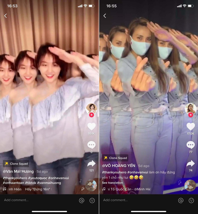 Dẫn đầu chiến dịch, Võ Hoàng Yến và Văn Mai Hương cùng lan tỏa thông điệp hãy ở nhà trong mùa dịch để thể hiện lòng yêu Tổ quốc, bày tỏ sự tri ân dành cho các bác sĩ. Dẫn đầu chiến dịch, Võ Hoàng Yến và Văn Mai Hương cùng lan tỏa thông điệp hãy ở nhà trong mùa dịch để thể hiện lòng yêu Tổ quốc, bày tỏ sự tri ân dành cho các bác sĩ.