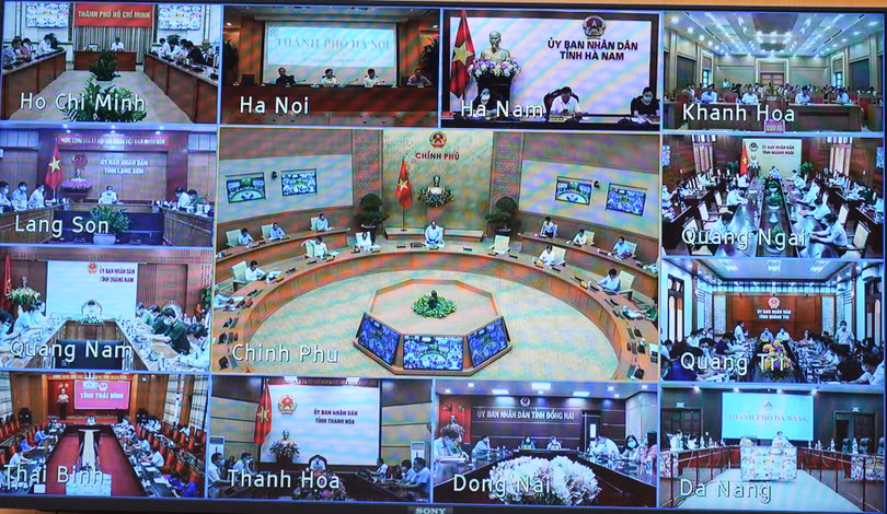 Các điểm cầu tham gia họp trực tuyến với thường trực Chính phủ. Các điểm cầu tham gia họp trực tuyến với thường trực Chính phủ.