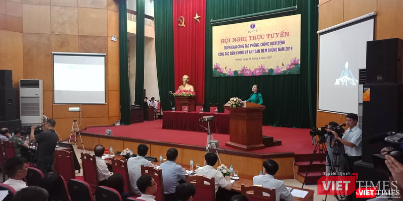 Hội nghị trực tuyến triển khai công tác phòng, chống dịch bệnh, công tác tiêm chủng và an toàn tiêm chủng năm 2019 do Bộ Y tế tổ chức sáng 11/6.