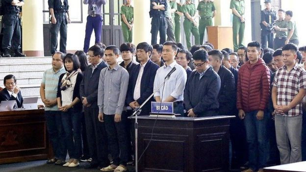 Các bị cáo tại phiên tòa