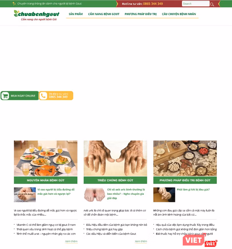 Trang web có địa chỉ chuabenhgout.net bị Cục An toàn thực phẩm tuýt còi do có quảng cáo thực phẩm chức năng vi phạm quy định.