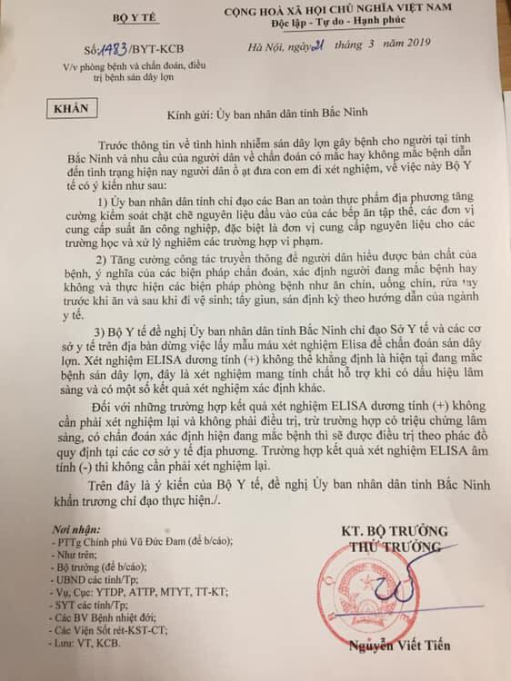 Công văn số 1483 của Bộ Y tế được ban hành chiều 21/3 Công văn số 1483 của Bộ Y tế được ban hành chiều 21/3