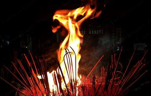 Hình ảnh Phượng Hoàng lửa tại chùa Trấn Quốc năm 2015.