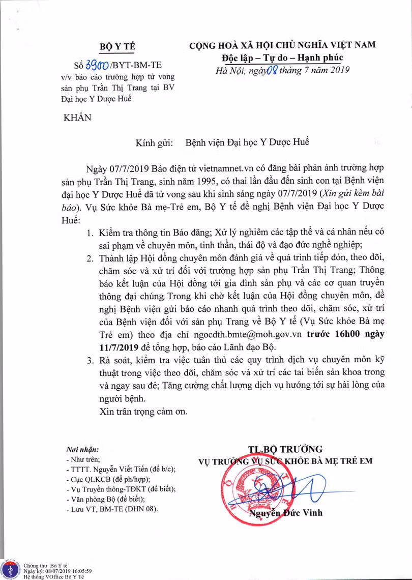 Công văn khẩn của Bộ Y tế ban hành hôm nay (8/7)