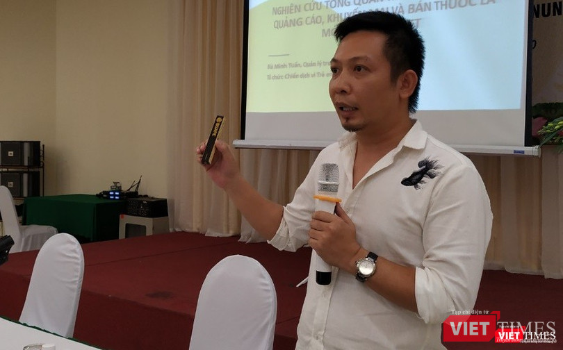 Ông Bùi Minh Tuấn nói về thực trạng quảng cáo trái phép cho các loại thuốc lá mới với một loại thuốc lá điện tử đang được ưa chuộng - chill vape,