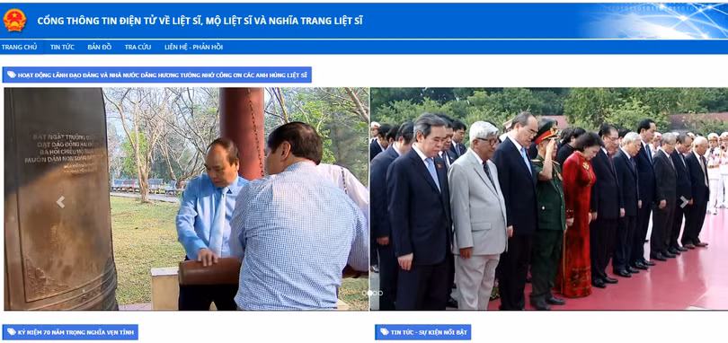 Ảnh chụp màn hình Cổng TTĐT tại tên miền “thongtinlietsi.gov.vn” vừa được Bộ TT&TT chuyển giao sang Bộ LĐ-TB&XH.