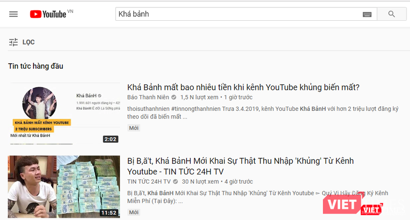Kênh YouTube 2 triệu lượt theo dõi của Khá Bảnh không còn hiện hữu. Kênh YouTube 2 triệu lượt theo dõi của Khá Bảnh không còn hiện hữu.