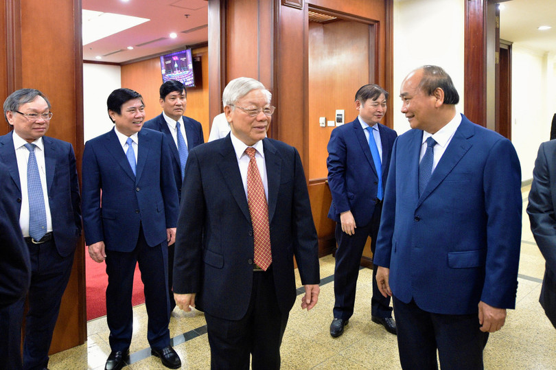 Tổng Bí thư, Chủ tịch nước Nguyễn Phú Trọng và Thủ tướng Chính phủ Nguyễn Xuân Phúc. Ảnh VGP