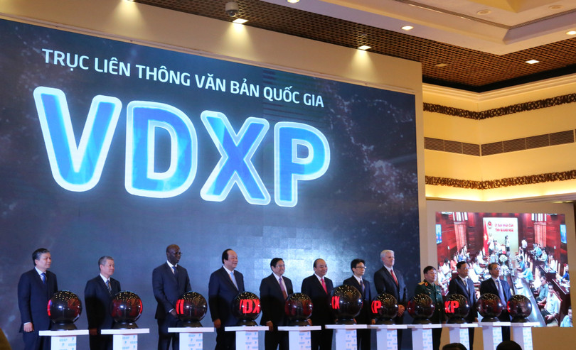 Khai trương Trục liên thông văn bản quốc gia. Ảnh: VGP Khai trương Trục liên thông văn bản quốc gia. Ảnh: VGP