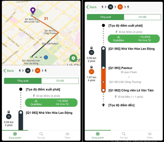 Giao diện của ứng dụng Go!Bus.