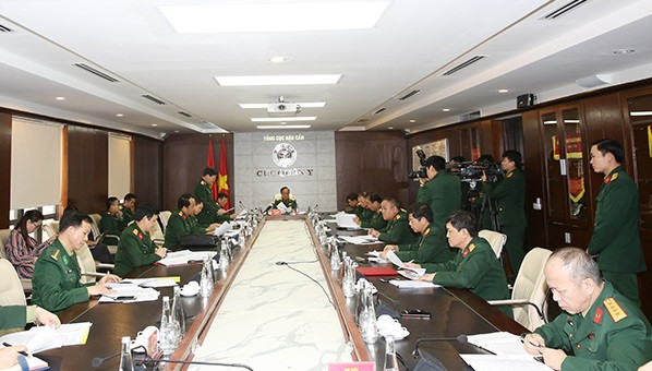Toàn cảnh cuộc họp của Ban Chỉ đạo Bộ Quốc phòng. Ảnh: BQP.