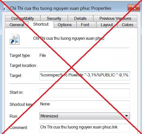 Thuộc tính tập tin mã độc bị lực lượng Công an phát hiện. Ảnh: BCA Thuộc tính tập tin mã độc bị lực lượng Công an phát hiện. Ảnh: BCA
