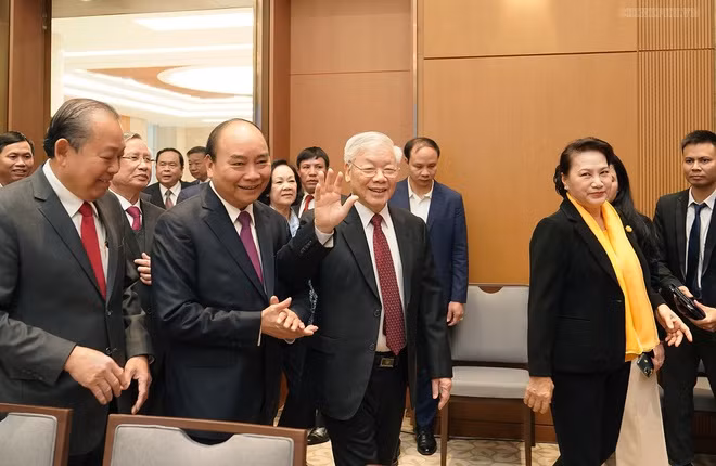 Tổng Bí thư, Chủ tịch nước dự Hội nghị trực tuyến Chính phủ với địa phương. Ảnh: VGP
