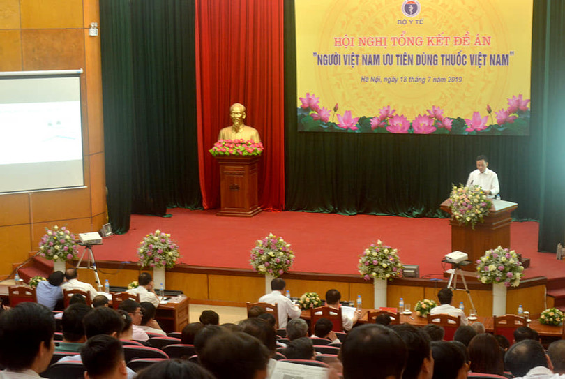 Buổi Hội nghị tổng kết Đề án "Người Việt Nam dùng thuốc Việt Nam" do Bộ Y tế tổ chức sáng 18/7.
