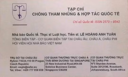 Tấm Namecard được cho là của Lê Hoàng Anh Tuấn.