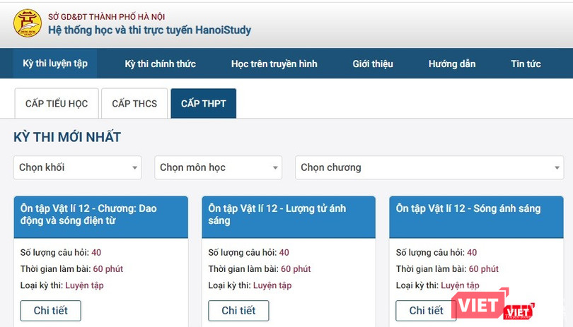 Giao diện trang Hanoi Study hướng tới mô hình trường học điện tử trong thời đại công nghệ 4.0.
