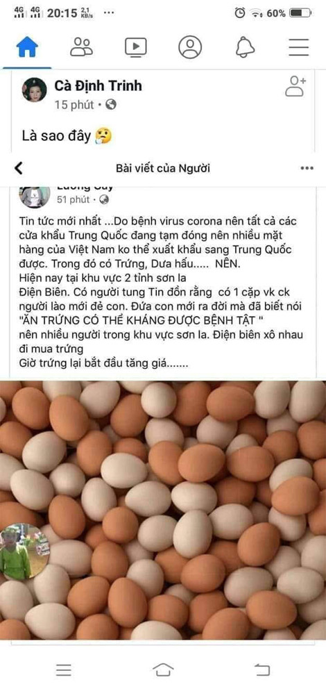 Nội dung tin nhảm được Lường Thị Lả đăng tải trên Facebook. Ảnh chụp màn hình: CA tỉnh Điện Biên. Nội dung tin nhảm được Lường Thị Lả đăng tải trên Facebook. Ảnh chụp màn hình: CA tỉnh Điện Biên.