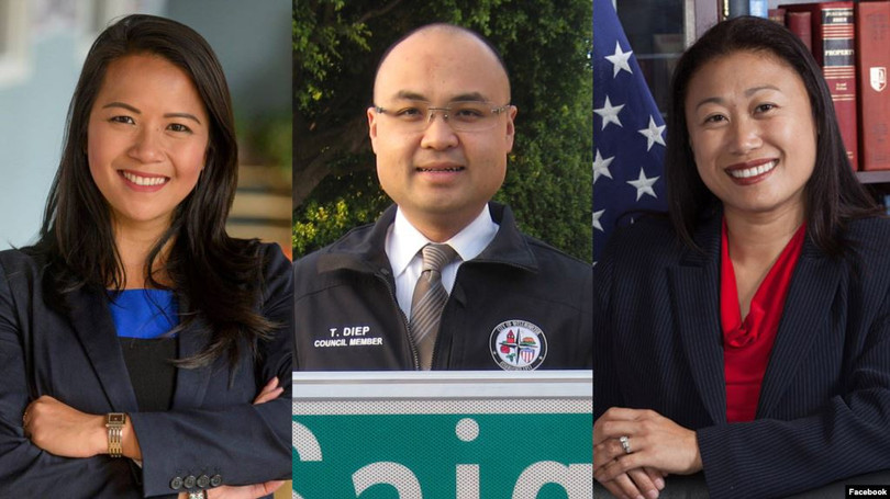 Từ trái sang phải: Dân biểu Trâm Nguyễn, Dân biểu Tyler Diệp và Thượng nghị sĩ Janet Nguyễn. Những người gốc Việt thành công trên đất Mỹ.
